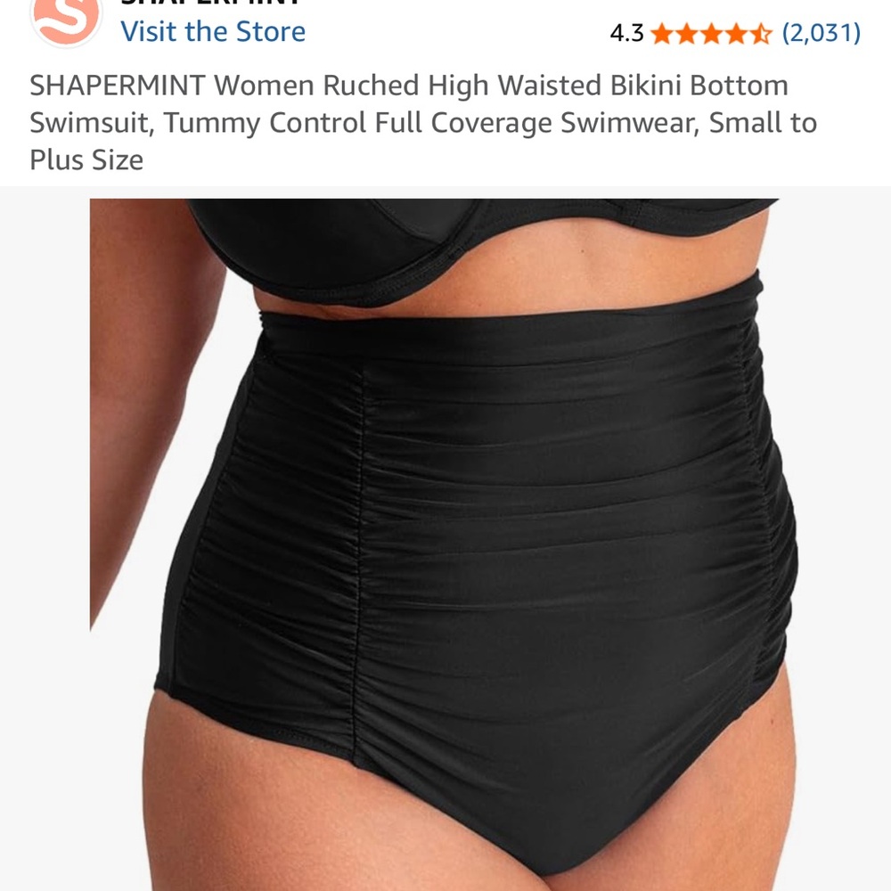 Shapermint Essentials High Waisted Control Bikini Bottom Black - Picture 6 of 10